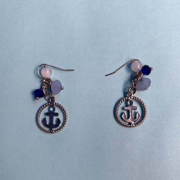 Silver Anchor Earrings - Picture 2 of 2
